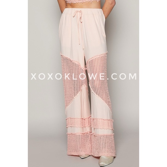POL Blush Pink Flowy Wide Leg Rayon Jersey Palazzo Pants - Picture 3 of 11